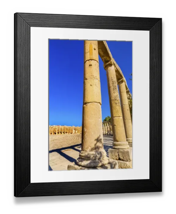 Framed Print : Oval Plaza 160 Ionic Columns Ancient Roman City Jerash Jordan