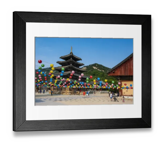 Framed Print : Colourful lanterns in the Beopjusa Temple Complex, South Korea