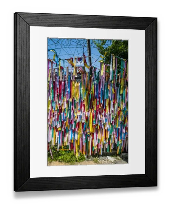 Framed Print : Colourful ribbons at the high security border between South and North Korea, Panmunjom Framed Print : Colourful ribbons at the high security border between South and North Korea, Panmunjom