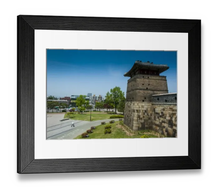 Framed Print : Huge stone walls around the Unesco world heritage sight the fortress of Suwon, South