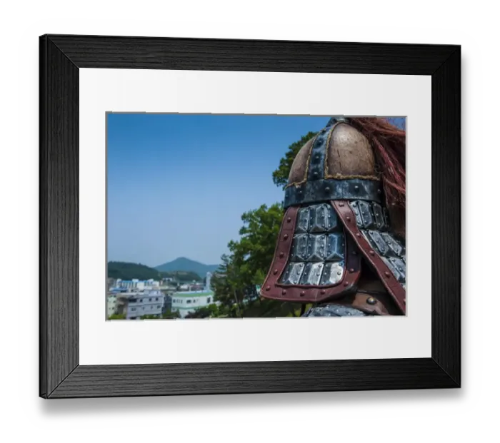 Framed Print : Traditional helmet of a guard at the changing of the guard ceremony, Gongsanseong Framed Print : Traditional helmet of a guard at the changing of the guard ceremony, Gongsanseong