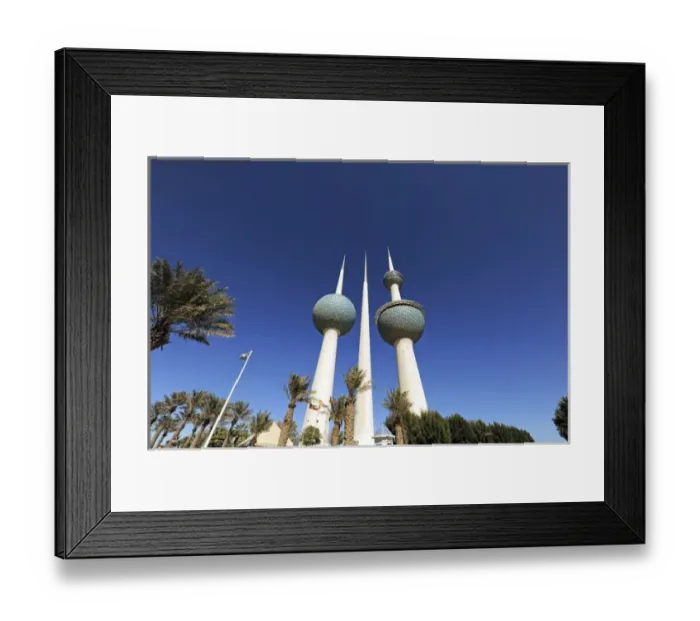 Framed Print : Kuwait, Kuwait City, Kuwait Towers, Kuwait Towers is a group of three towers of reinforced