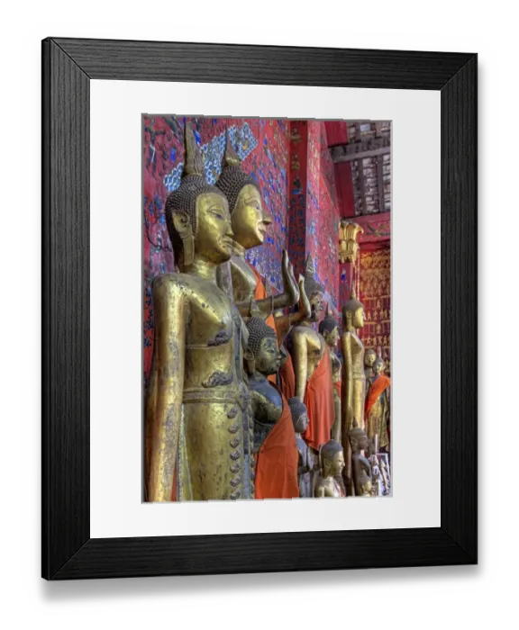 Framed Print : Southeast Asia, Laos, Luang Prabang. Statues of Buddha inside Buddhist temple. Credit as Framed Print : Southeast Asia, Laos, Luang Prabang. Statues of Buddha inside Buddhist temple. Credit as