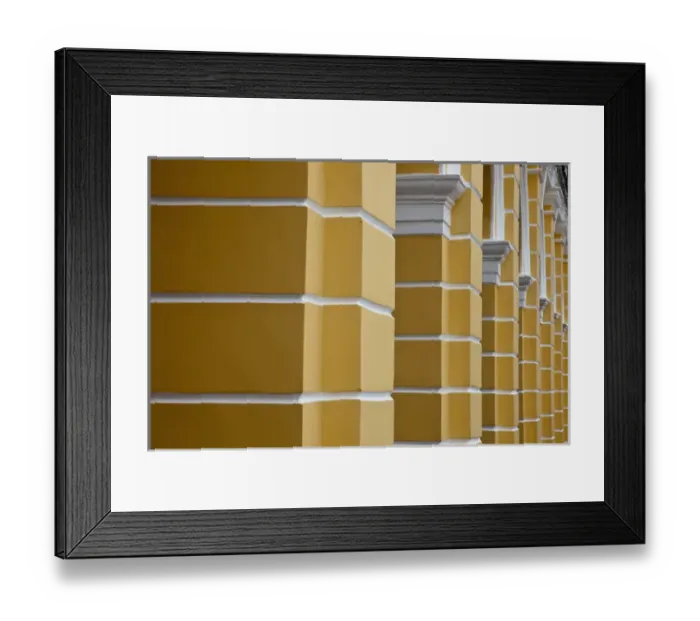 Framed Print : Asia, China, Macau. Columns along the Macau Business Tourism Centre in the Senate Square