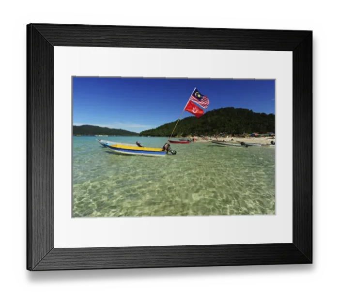 Framed Print : Malaysia, Perhentian Islands, Perhentian Kecil, transparent turquoise see and white Framed Print : Malaysia, Perhentian Islands, Perhentian Kecil, transparent turquoise see and white