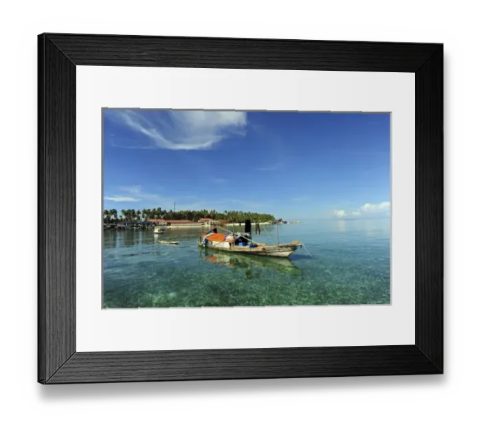 Framed Print : Malaysia, Borneo, Semporna, Mabul, Dayak Lau (Sea Gypsies) living on boats and wooden Framed Print : Malaysia, Borneo, Semporna, Mabul, Dayak Lau (Sea Gypsies) living on boats and wooden