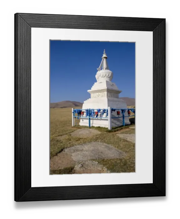 Framed Print : Asia, Western Mongolia. Stupa, religious marker found at the top of mountains and in high places
