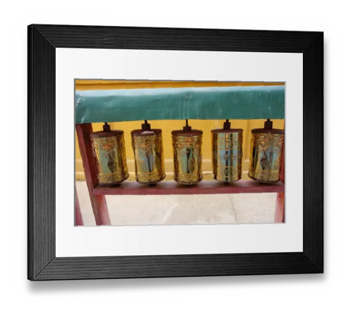 Framed Print : Asia, Mongolia, Ulaanbaatar, Gandantegchinlen (Gandan) Monastery. Prayer wheels