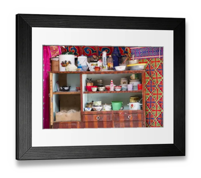 Framed Print : Asia, Mongolia, Western Mongolia, Bayan-Olgii. Suhayt, inside a yurt or Ger, nomads tent Framed Print : Asia, Mongolia, Western Mongolia, Bayan-Olgii. Suhayt, inside a yurt or Ger, nomads tent
