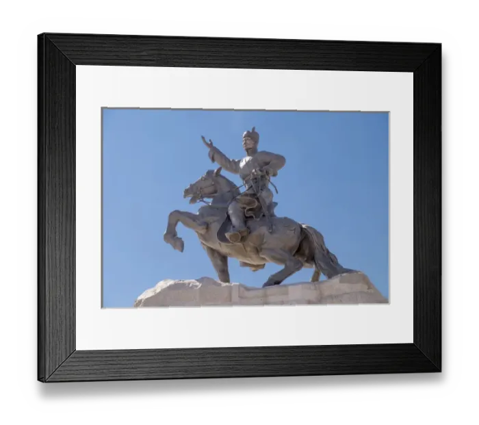Framed Print : Mongolia, Ulaanbaatar. Statue of Mongolian revolutionary hero Damdin Sukhbaatar, Sukhbaatar Square