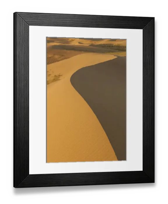 Framed Print : Sand Dunes at sunrise. Gobi desert. Mongolia