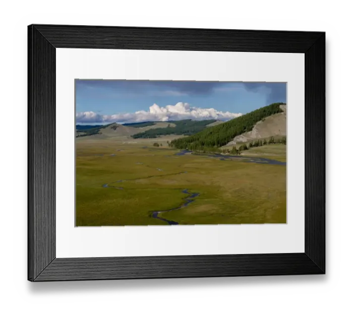 Framed Print : Landscapes with Ger Camps and horses, Mongolia