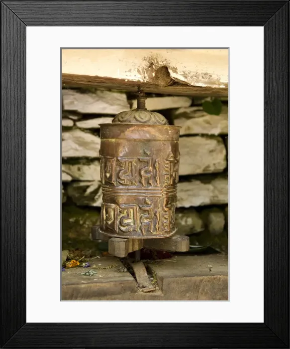 Framed Print : Nepal, Annapurna. Buddhist prayer wheel at a small temple along the trail to Ghandruk Framed Print : Nepal, Annapurna. Buddhist prayer wheel at a small temple along the trail to Ghandruk