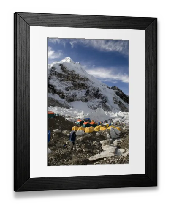 Framed Print : Nepal, Mount Everest. The tents of mountaineers are scattered along the Khumbu Glacier Framed Print : Nepal, Mount Everest. The tents of mountaineers are scattered along the Khumbu Glacier