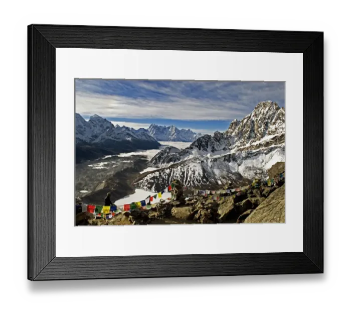 Framed Print : Nepal, Gokyo Ri. The view from the summit of Gokyo Ri overlooking the Ngozumpa Glacier Framed Print : Nepal, Gokyo Ri. The view from the summit of Gokyo Ri overlooking the Ngozumpa Glacier