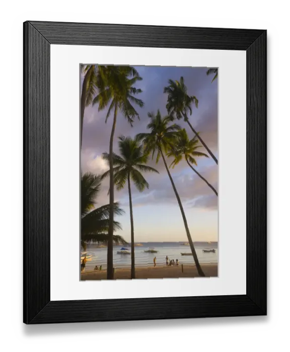 Framed Print : Beach with palm trees and boats, Bohol Island, Philippines Framed Print : Beach with palm trees and boats, Bohol Island, Philippines