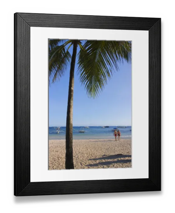 Framed Print : Tourists and palm tree on the beach, Bohol Island, Philippines Framed Print : Tourists and palm tree on the beach, Bohol Island, Philippines