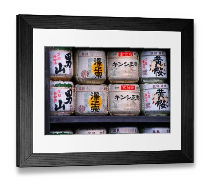 Framed Print : Asia, Japan, Tokyo. Barrels of sake, a Japanese rice wine Framed Print : Asia, Japan, Tokyo. Barrels of sake, a Japanese rice wine