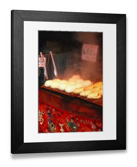 Framed Print : Asia, Japan, Kobe. Japanese potsticker dumplings in Chinatown district. Credit as