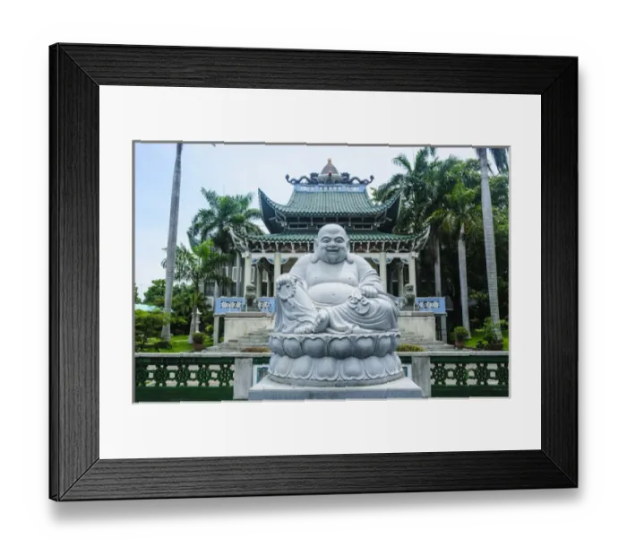 Framed Print : Buddhist statue before the Taoist temple in Davao, Mindanao, Philippines