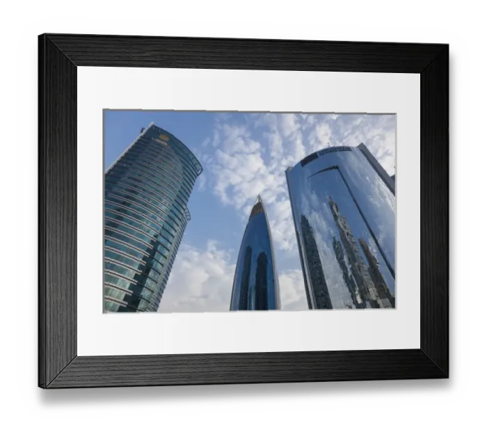 Framed Print : Qatar, Doha, Doha Bay, West Bay skyscrapers, dusk