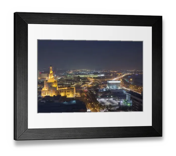 Framed Print : Qatar, Doha, FANAR, Qatar Islamic Cultural Center, elevated view, dusk Framed Print : Qatar, Doha, FANAR, Qatar Islamic Cultural Center, elevated view, dusk