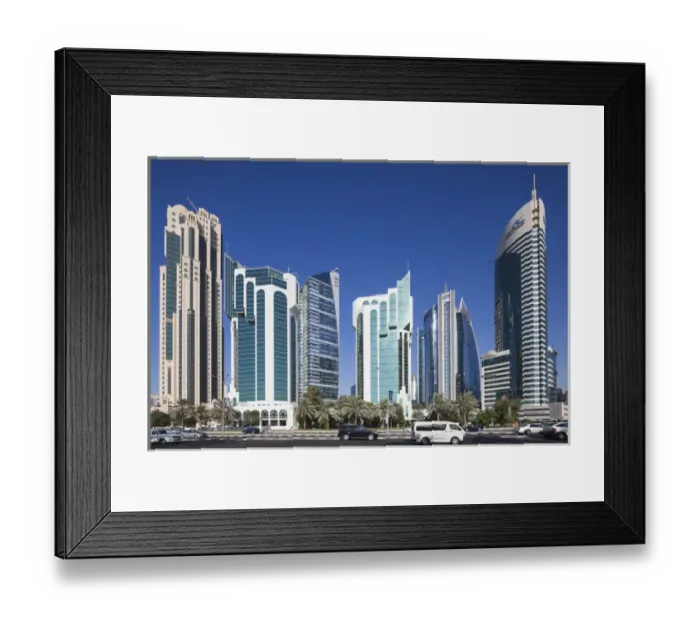 Framed Print : Qatar, Doha, Doha Bay, West Bay Skyscrapers, morning Framed Print : Qatar, Doha, Doha Bay, West Bay Skyscrapers, morning