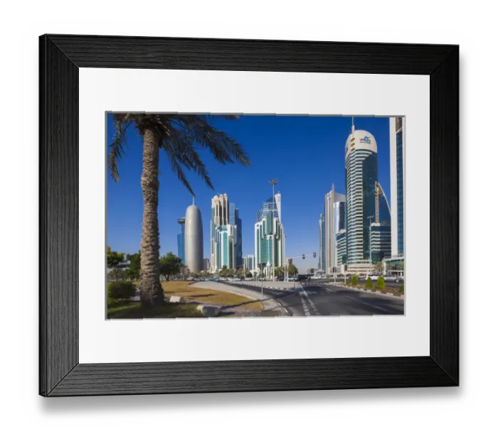 Framed Print : Qatar, Doha, Doha Bay, West Bay Skyscrapers, morning Framed Print : Qatar, Doha, Doha Bay, West Bay Skyscrapers, morning
