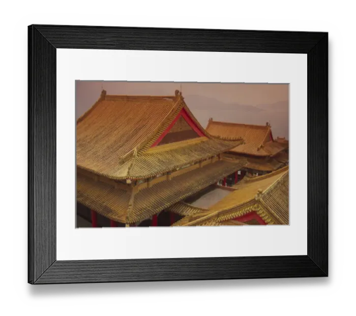 Framed Print : Taiwan, Wenwu Temple rooftops with Sun Moon Lake in background Framed Print : Taiwan, Wenwu Temple rooftops with Sun Moon Lake in background