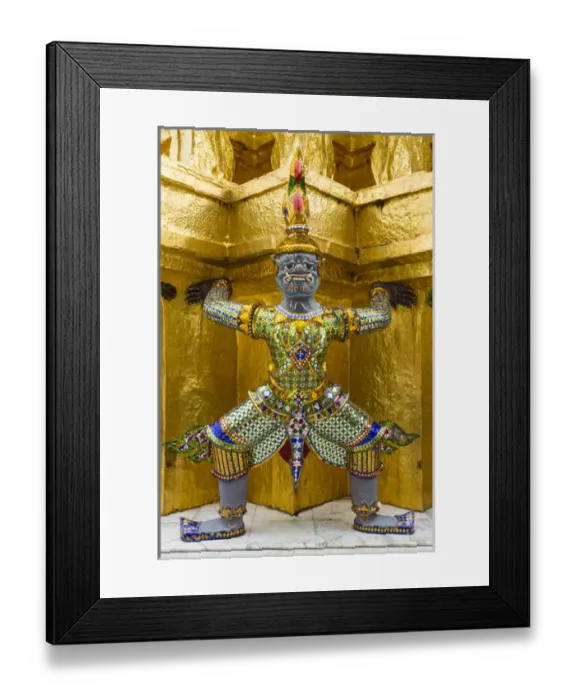 Framed Print : Thailand, Bangkok. Yaksha (demons) guard one of the golden chedi at Wat Phra Kaew Framed Print : Thailand, Bangkok. Yaksha (demons) guard one of the golden chedi at Wat Phra Kaew