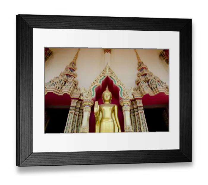 Framed Print : Thailand, Ko Samui (aka Koh Samui). Wat Plai Laem, Buddhist temple. Golden Buddha statue