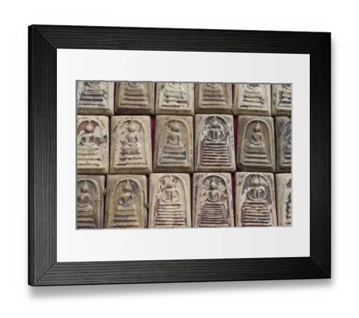 Framed Print : Thailand, Bangkok Amulet Market. Religious amulets, charms, talismans & traditional
