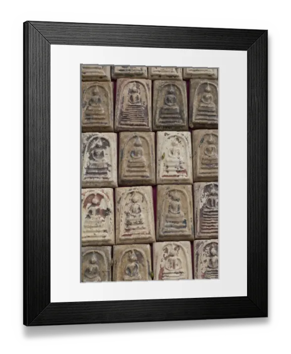 Framed Print : Thailand, Bangkok Amulet Market. Religious amulets, charms, talismans & traditional