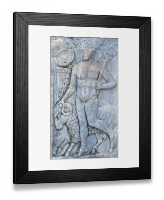 Framed Print : Europe, Turkey, Ephesus. A Roman carving depicts Hermes leading a ram to be sacrificed Framed Print : Europe, Turkey, Ephesus. A Roman carving depicts Hermes leading a ram to be sacrificed
