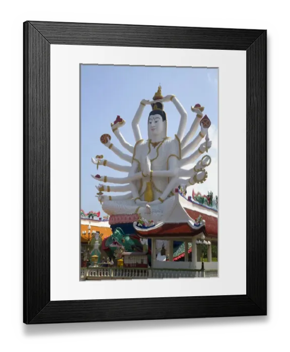 Framed Print : 18 arm Buddha statue at Wat Plai Laem temple located on the island of Ko Samui, Thailand