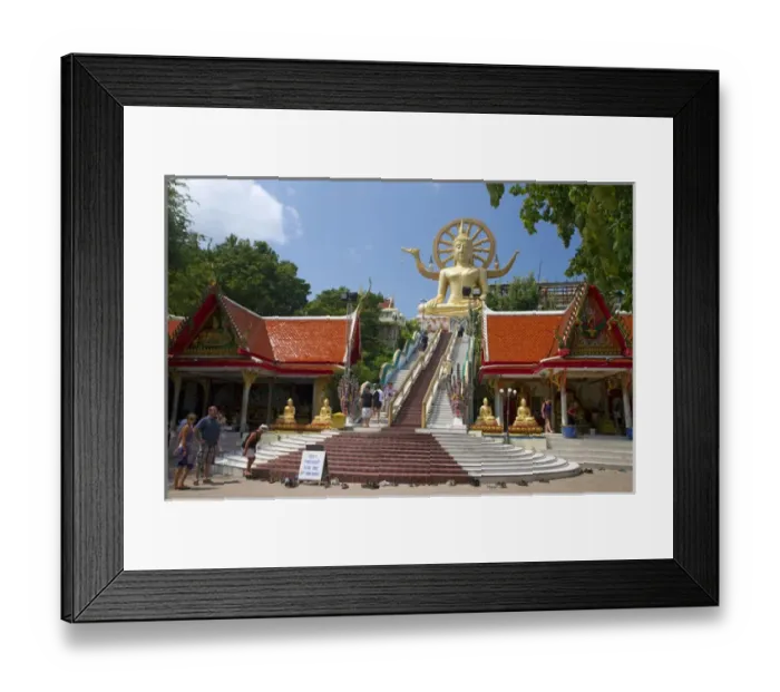 Framed Print : The Big Buddha temple and landmark is located on the Northeast side of the island of Ko Samui Framed Print : The Big Buddha temple and landmark is located on the Northeast side of the island of Ko Samui