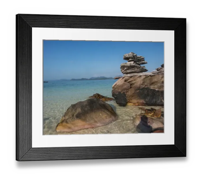 Framed Print : Southeast Asia; Thailand; Puhket; Phi Phi Islands; Rock display at Island Beach