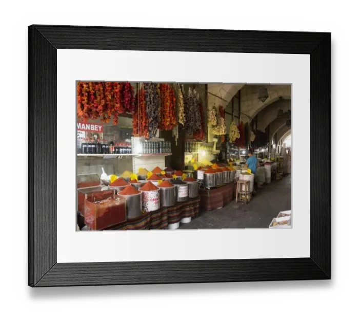 Framed Print : Asia, Turkey, Gaziantep, Medina, Spice market, spice shops in old bazaar of Zincirli Bedesten Framed Print : Asia, Turkey, Gaziantep, Medina, Spice market, spice shops in old bazaar of Zincirli Bedesten