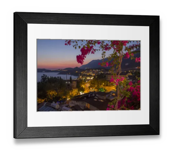 Framed Print : Asia, Turkey, Kas. Sunset over Kas. Kas is a small fishing, diving, yachting and tourist town
