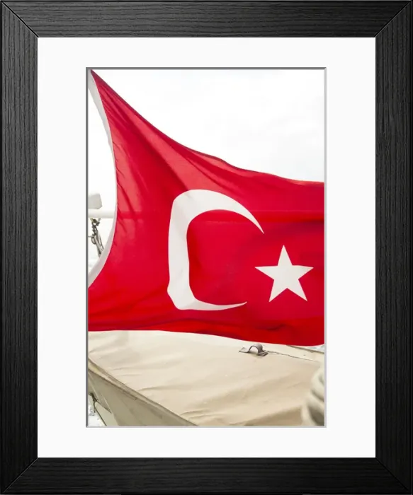 Framed Print : Asia, Turkey. The flag of Turkey is a red flag featuring a white crescent and a white star Framed Print : Asia, Turkey. The flag of Turkey is a red flag featuring a white crescent and a white star