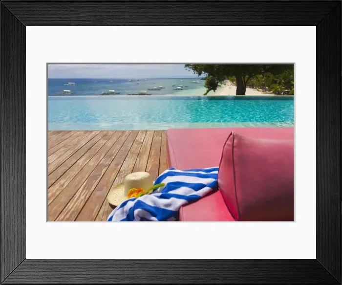 Framed Print : Bench on the beach, Bohol Island, Philippines