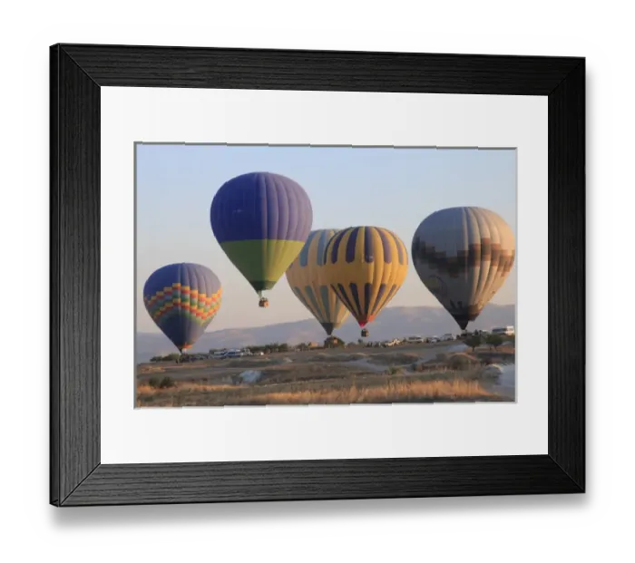 Framed Print : Turkey, Anatolia, Cappadocia, Goreme. Hot air balloons at lift-off, preparing to fly