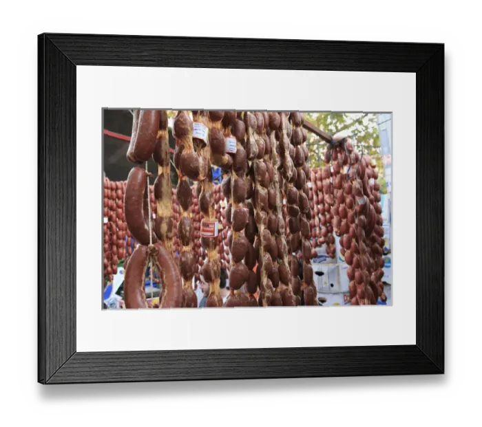 Framed Print : Turkey, Izmir Province, Kusadasi. Meat vendor at outdoor market Framed Print : Turkey, Izmir Province, Kusadasi. Meat vendor at outdoor market