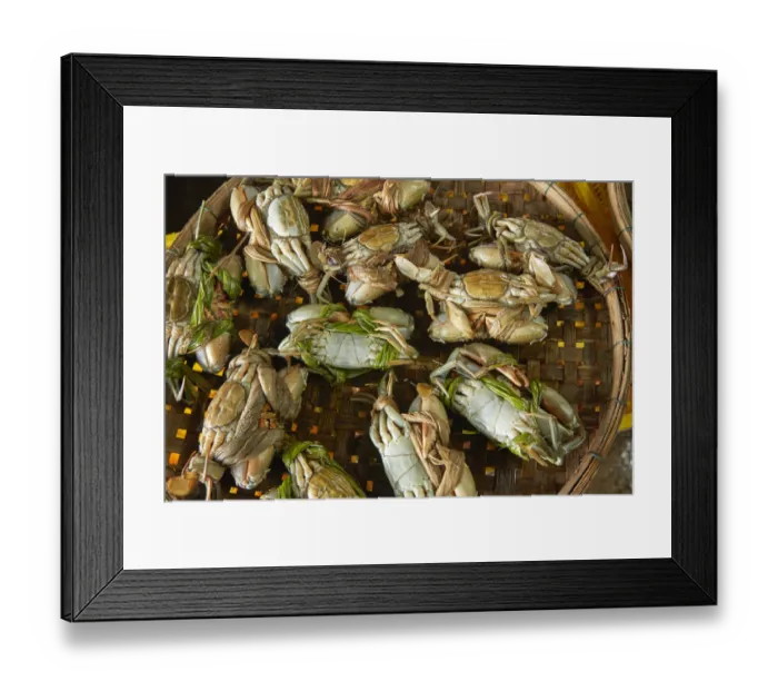 Framed Print : Basket of crabs, fish market, Hoi An (UNESCO World Heritage Site), Vietnam