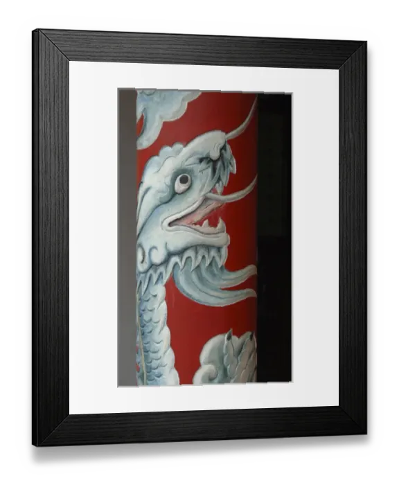 Framed Print : Asia, Vietnam. Naga on a column, Phouc Kien Assembly Hall, Hoi An, Quang Nam Province