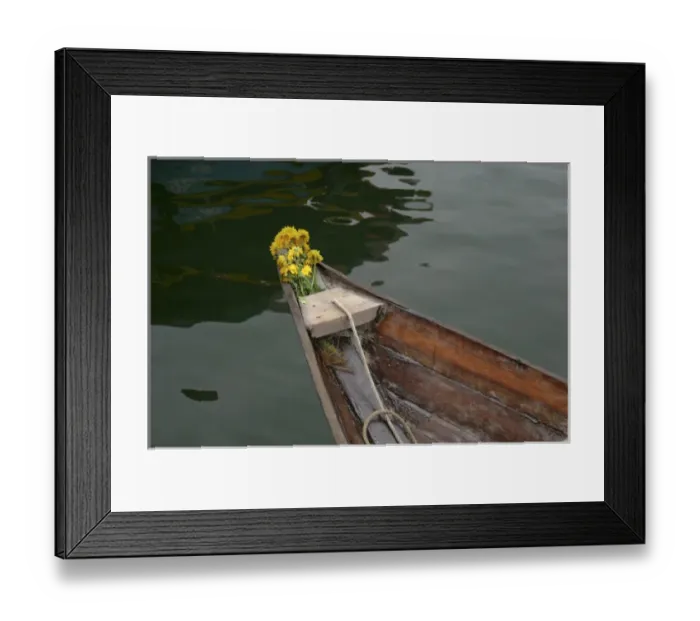 Framed Print : Asia, Vietnam. Traditional Vietnamese boat with flowers on the bow, Hoi An, Quang Framed Print : Asia, Vietnam. Traditional Vietnamese boat with flowers on the bow, Hoi An, Quang