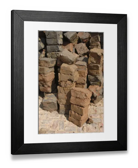 Framed Print : Asia, Vietnam. Hand made clay bricks, Long Xuyen