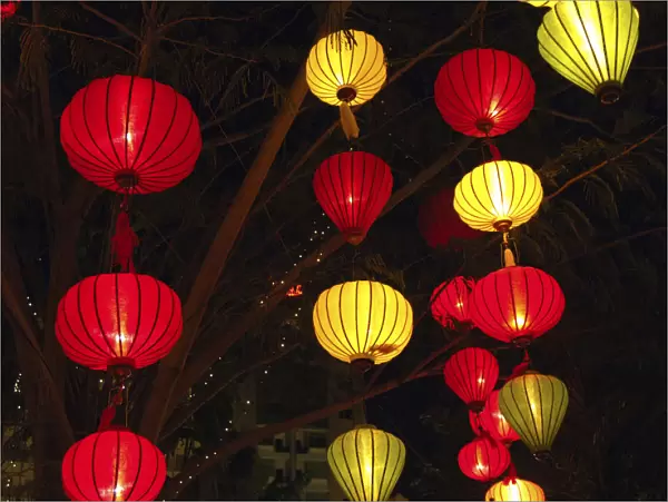 Asia, Vietnam. Lanterns during Chinese New Year, Saigon, Ho Chi Minh City