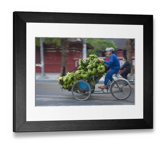 Framed Print : Cyclo loaded with bananas on the street Framed Print : Cyclo loaded with bananas on the street
