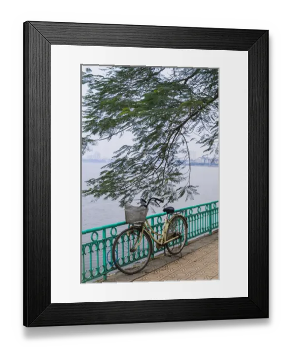 Framed Print : Vietnam, Hanoi, Tay Ho, West Lake, bicycle